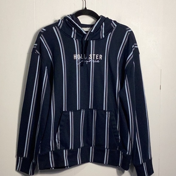 Hollister California Navy Striped Men’s Hoodie T31* - Picture 1 of 5
